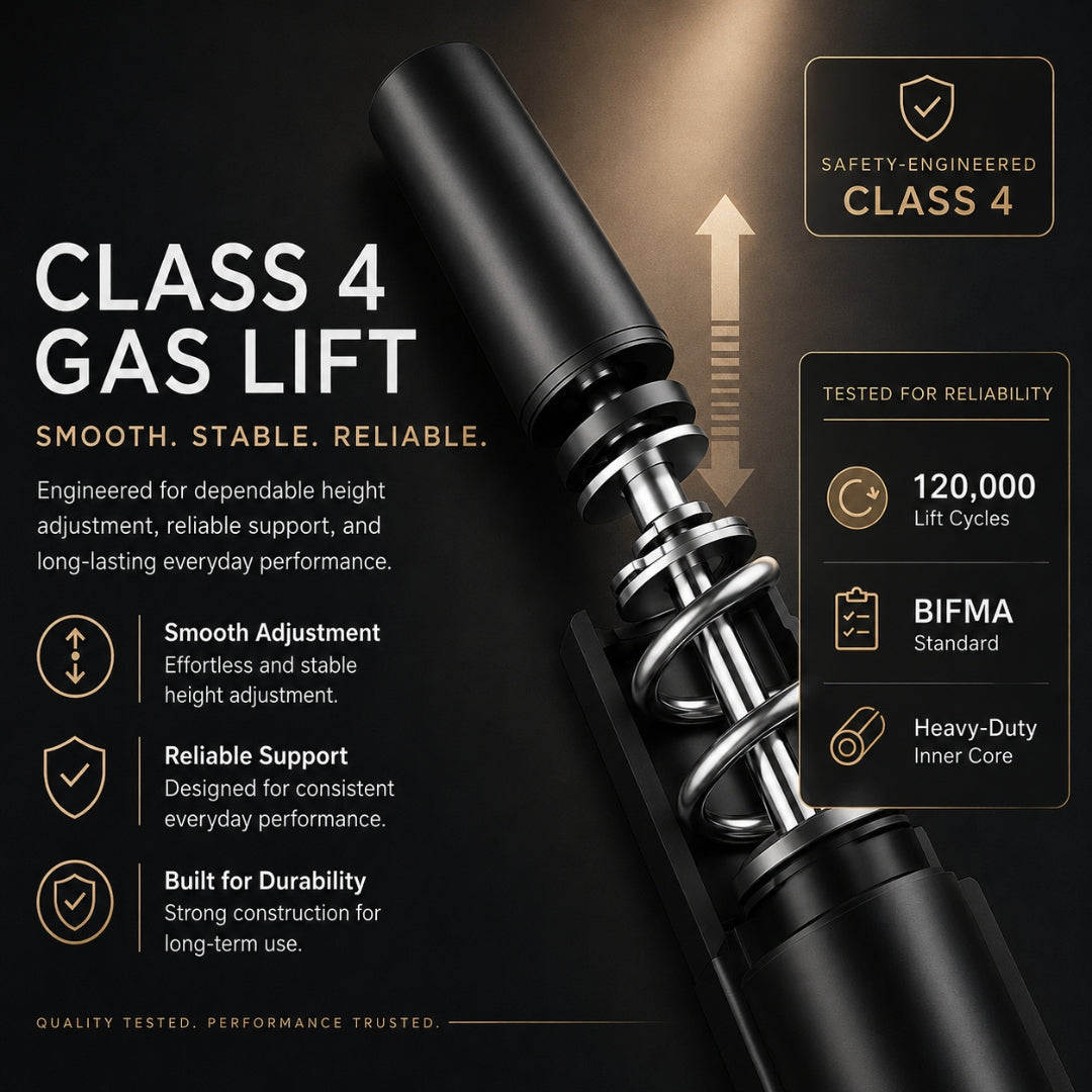 Reiko Aurelia Class 4 gas lift cylinder, 120,000 lift cycles, BIFMA-tested safety standard