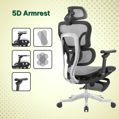 Reiko Orbit + Pedal Ergonomic Chair Full Mesh Chair - 5 Years Warranty (Office Chair, Adjustable Lumbar Chair, Sihoo)