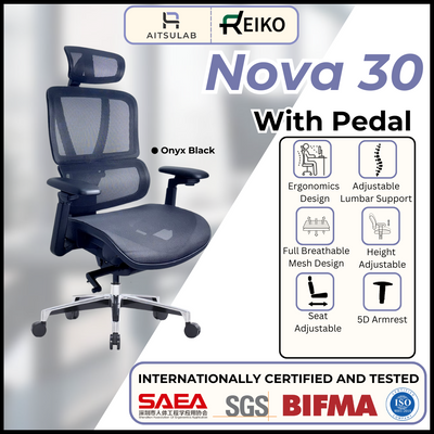 Reiko Nova 30 + Pedal Ergonomic Chair  Full Mesh Chair - 3 Years Warranty (Office Chair, Ergonomics Chair, Sihoo)