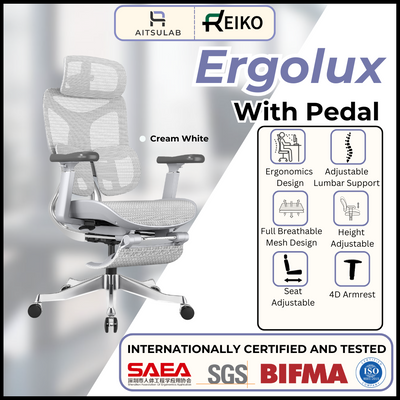 Reiko Ergolux with Pedal Ergonomic Chair Full Mesh 5 Years Warranty Office Chair, Adjustable Lumbar Chair, Sihoo)