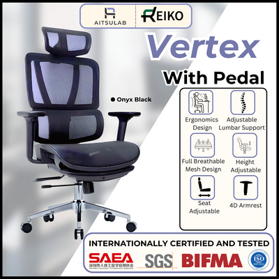 Reiko Vertex with Pedal Ergonomic Chair l Full Mesh Chair - 3 Years Warranty (Office Chair, Ergonomics Chair, Sihoo M57)