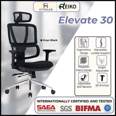 Reiko Elevate 30 Ergonomic Chair  Fabric Cushion Seat Chair 3 Years Warranty (Office Chair, Ergonomic Chair, Sihoo)