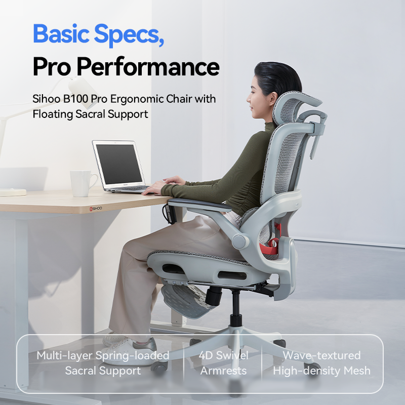 SIHOO B100 PRO Ergonomic Office Chair Full Mesh Lumbar Support 3D Adjustable Headrest - 3 Years Warranty