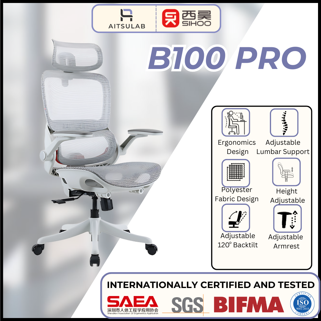 SIHOO B100 PRO Ergonomic Office Chair Full Mesh Lumbar Support 3D Adjustable Headrest - 3 Years Warranty