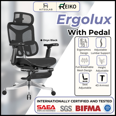 Reiko Ergolux with Pedal Ergonomic Chair Full Mesh 5 Years Warranty Office Chair, Adjustable Lumbar Chair, Sihoo)