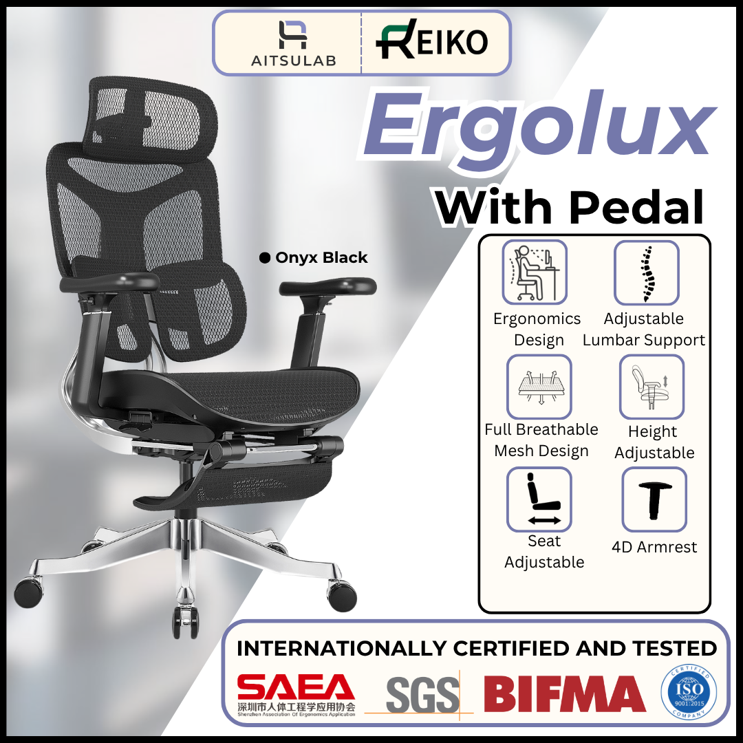 Reiko Ergolux with Pedal Ergonomic Chair Full Mesh 5 Years Warranty Office Chair, Adjustable Lumbar Chair, Sihoo)