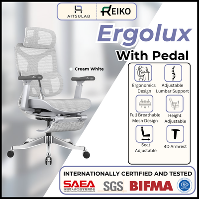 Reiko Ergolux with Pedal Ergonomic Chair Full Mesh 5 Years Warranty Office Chair, Adjustable Lumbar Chair, Sihoo)