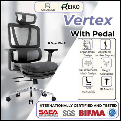 Reiko Vertex with Pedal Ergonomic Chair l Full Mesh Chair - 3 Years Warranty (Office Chair, Ergonomics Chair, Sihoo M57)