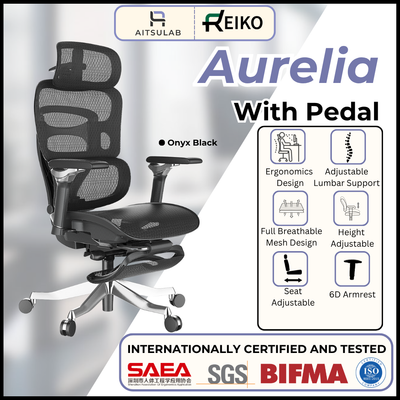 Reiko Aurelia 6D Armrest Heavy-Duty S-Shaped Ergonomic Office Chair With Footrest - 5 Years Warranty