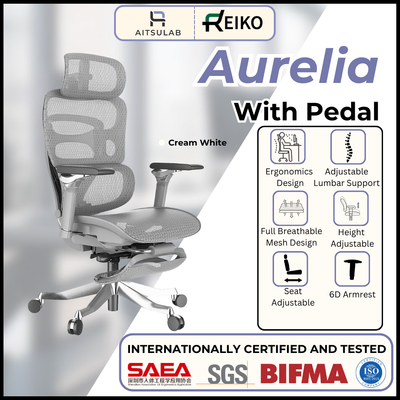 Reiko Aurelia 6D Armrest Heavy-Duty S-Shaped Ergonomic Office Chair With Footrest - 5 Years Warranty