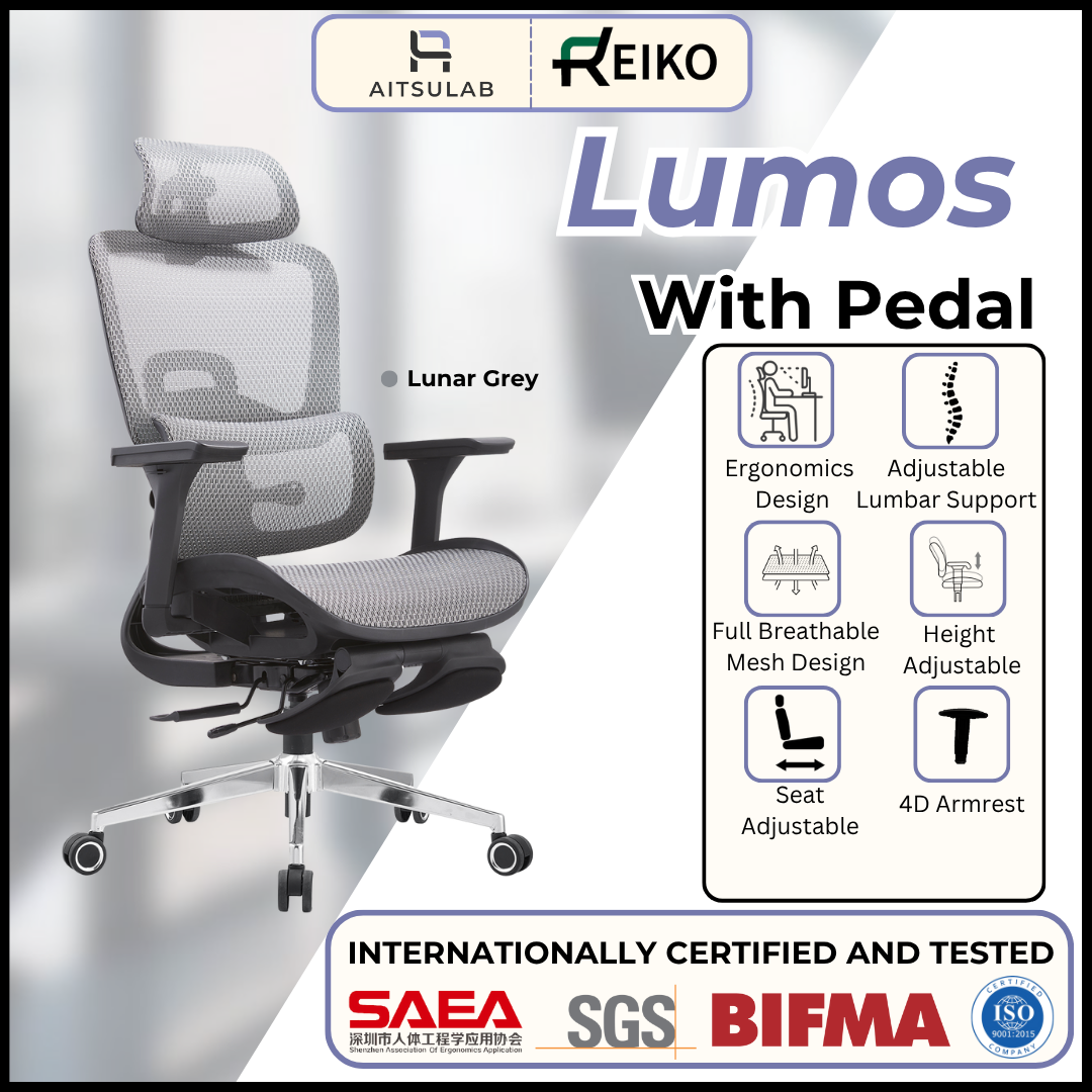 Reiko Lumos Full Mesh Ergonomic Chair Kerusi Gaming Chair Office Chair Computer Chair - 5 Years Warranty