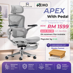 Reiko Apex ergonomic chair Cream White full mesh with pedal