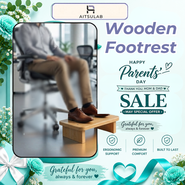 Ergonomic Wooden Footrest Premium