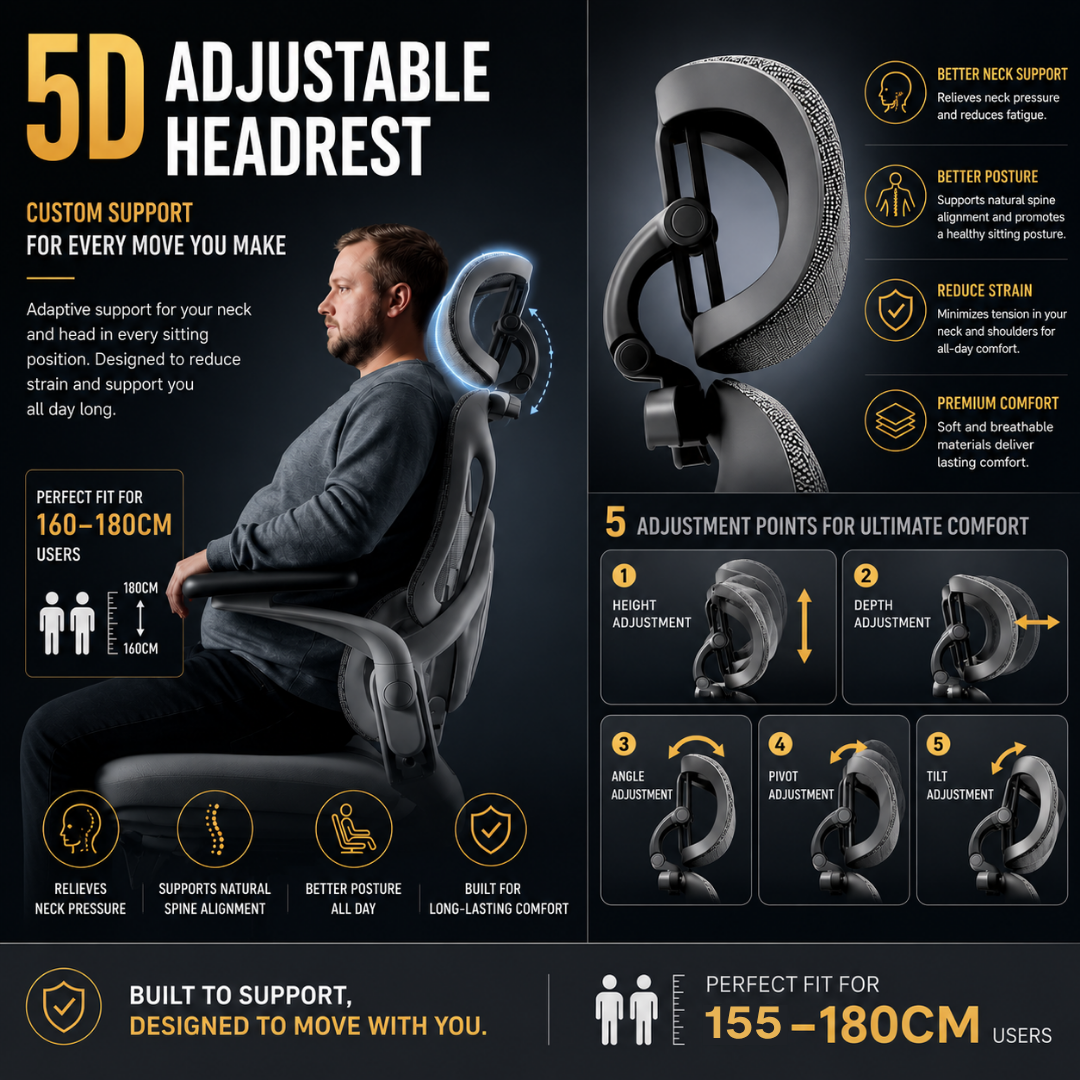 Reiko Apex 5D adjustable headrest for neck and head support