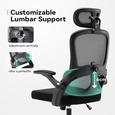 SIHOO M102C Ergonomic Office Chair, Big and Tall Office Chair with Flip-Up Armrests, Adjustable Headrest