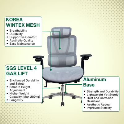 Reiko Nova 30 + Pedal Ergonomic Chair  Full Mesh Chair - 3 Years Warranty (Office Chair, Ergonomics Chair, Sihoo)