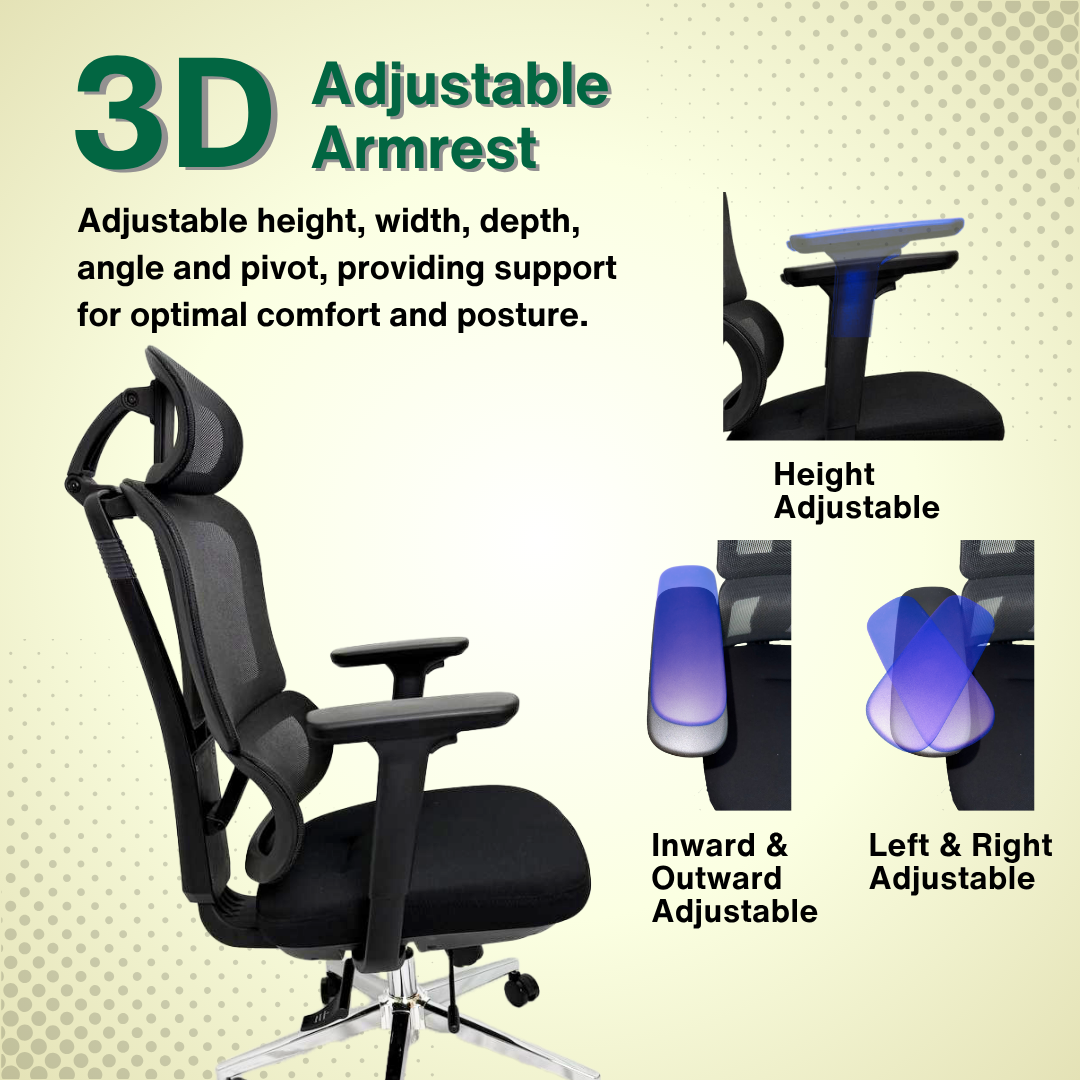 Reiko Elevate 30 Ergonomic Chair  Fabric Cushion Seat Chair 3 Years Warranty (Office Chair, Ergonomic Chair, Sihoo)
