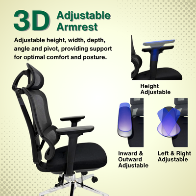 Reiko Elevate 30 Ergonomic Chair  Fabric Cushion Seat Chair 3 Years Warranty (Office Chair, Ergonomic Chair, Sihoo)