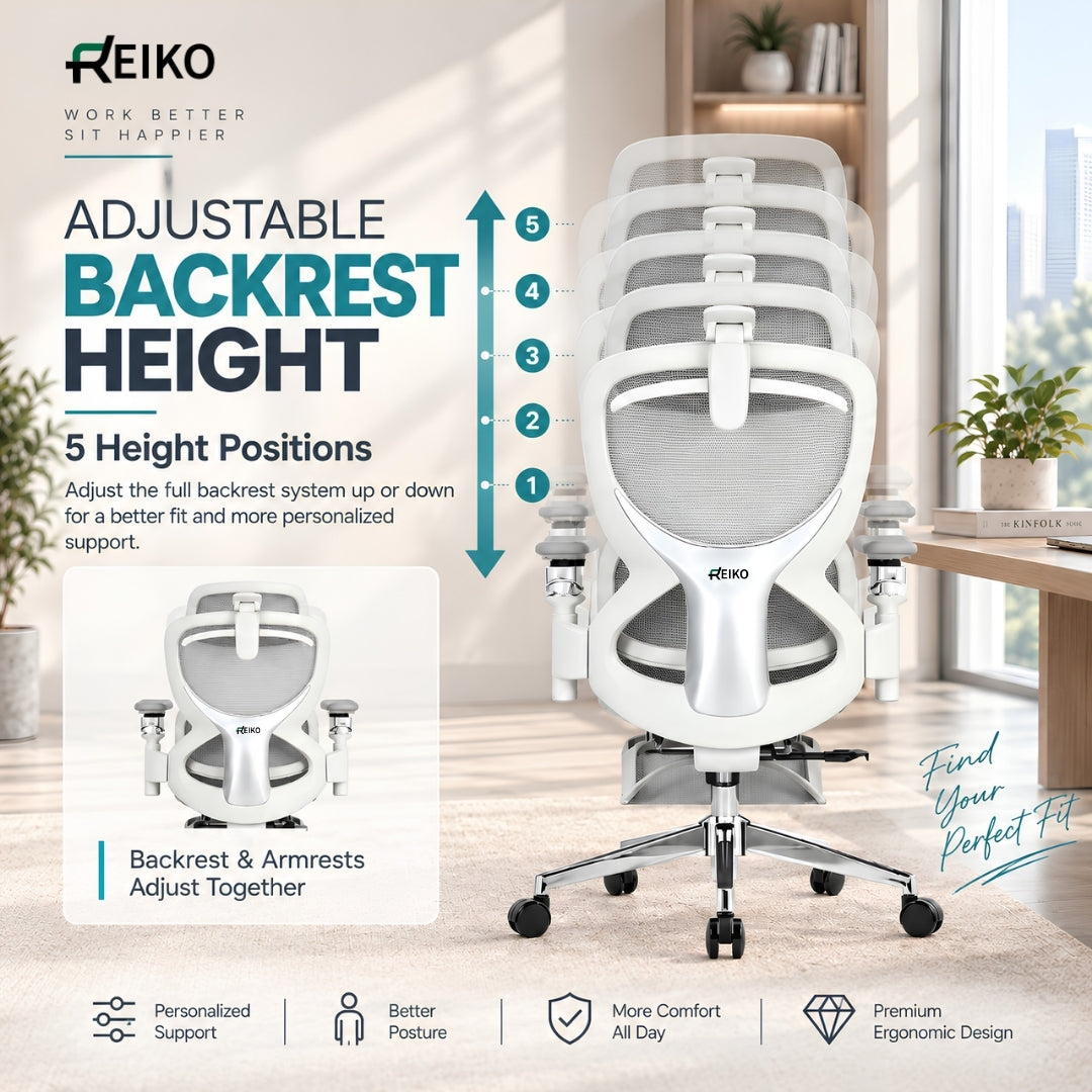 Reiko Elion adjustable backrest height – 5 height positions