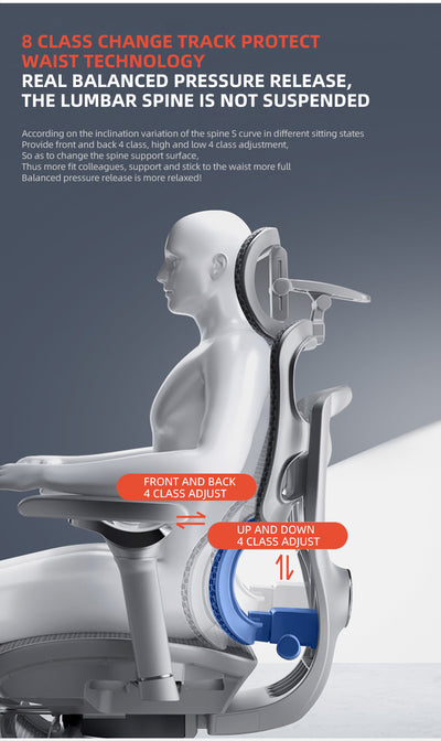 Reiko Aurelia 6D Armrest Heavy-Duty S-Shaped Ergonomic Office Chair With Footrest - 5 Years Warranty