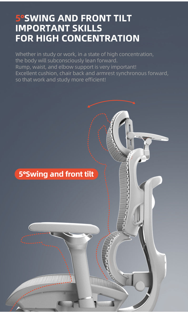 Reiko Aurelia 6D Armrest Heavy-Duty S-Shaped Ergonomic Office Chair With Footrest - 5 Years Warranty