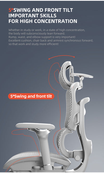 Reiko Aurelia 6D Armrest Heavy-Duty S-Shaped Ergonomic Office Chair With Footrest - 5 Years Warranty