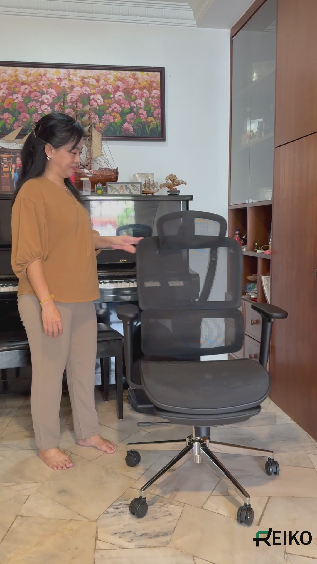 Reiko Vertex with Pedal Ergonomic Chair l Full Mesh Chair - 3 Years Warranty (Office Chair, Ergonomics Chair, Sihoo M57)