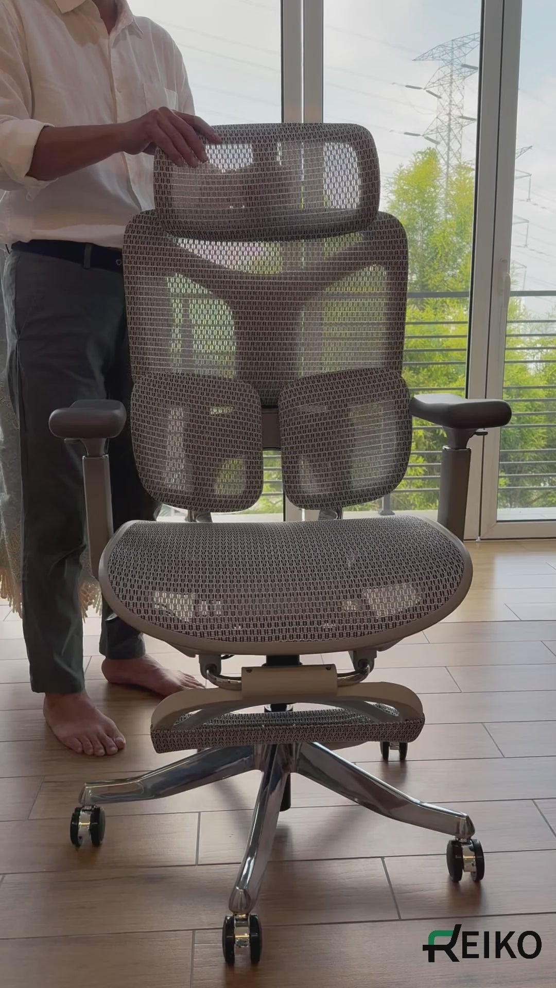 Reiko Ergolux with Pedal Ergonomic Chair Full Mesh 5 Years Warranty Office Chair, Adjustable Lumbar Chair, Sihoo)